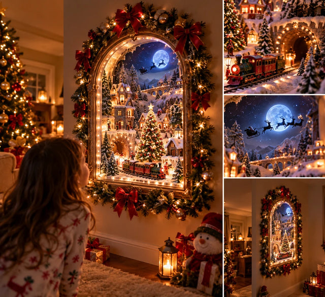 Christmas village wall portal scene details